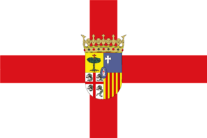 Flag of Zaragoza province (with coat of arms).svg