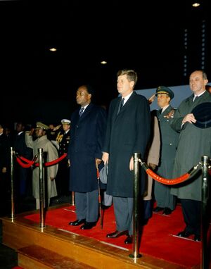President John F. Kennedy Attends Arrival Ceremonies for Osagyefo Dr. Kwame Nkrumah, President of the Republic of Ghana (JFKWHP-KN-C17281).jpg