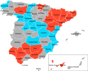 Elecciones generales españolas de 2008 - distribución de escaños por provincias.png